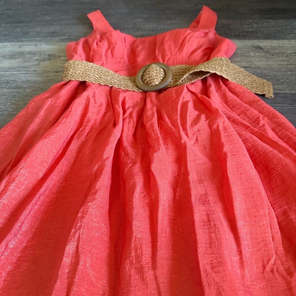 Nine West Coral Dress with Woven Tan Belt - Picture 2 of 4